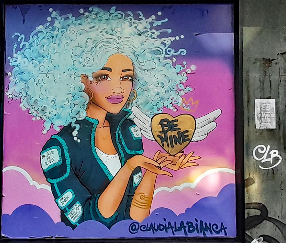 Be Mine - Knight & Lee, Southsea Be Mine, painting by Claudia la Bianca, Palmerston Road, Southsea.