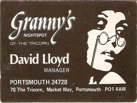 Grannys Night Club, Portsmouth, business card