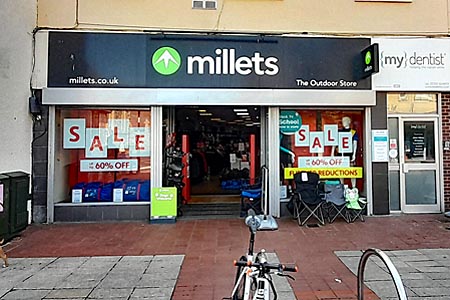 Millets shop at Palmerston Road